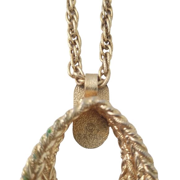 Gold Tone Rope Chain Pendant Necklace 14.5" when folded - Picture 3 of 4